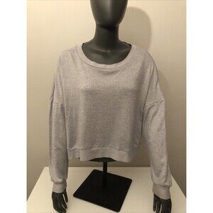 Garage Long Sleeve Scoop Neck Pullover Open Knit Sweater Grey Size Medium